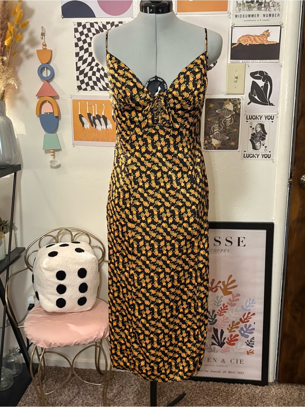 Urban Outfitters Heart Print Midi Dress